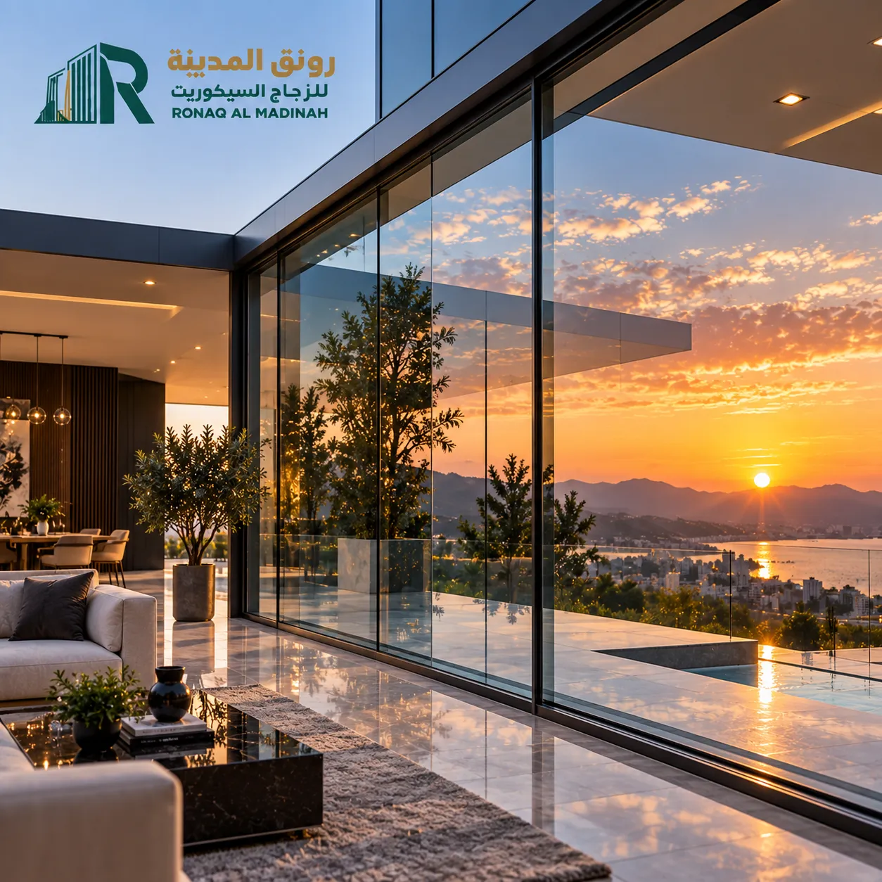 فنيون أثناء تركيب زجاج سيكوريت